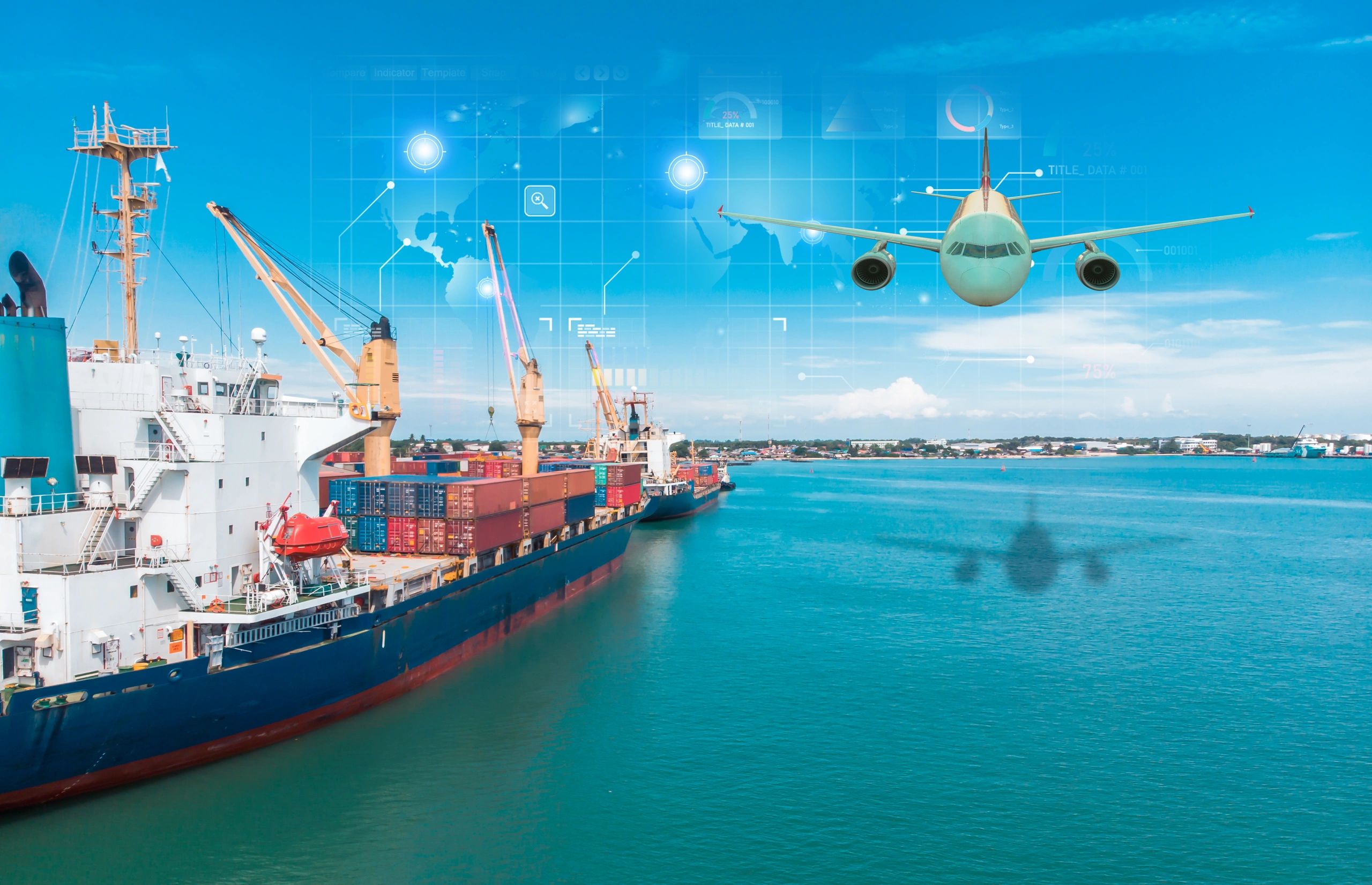 modern cargo logistics shipping freight transport air sea land