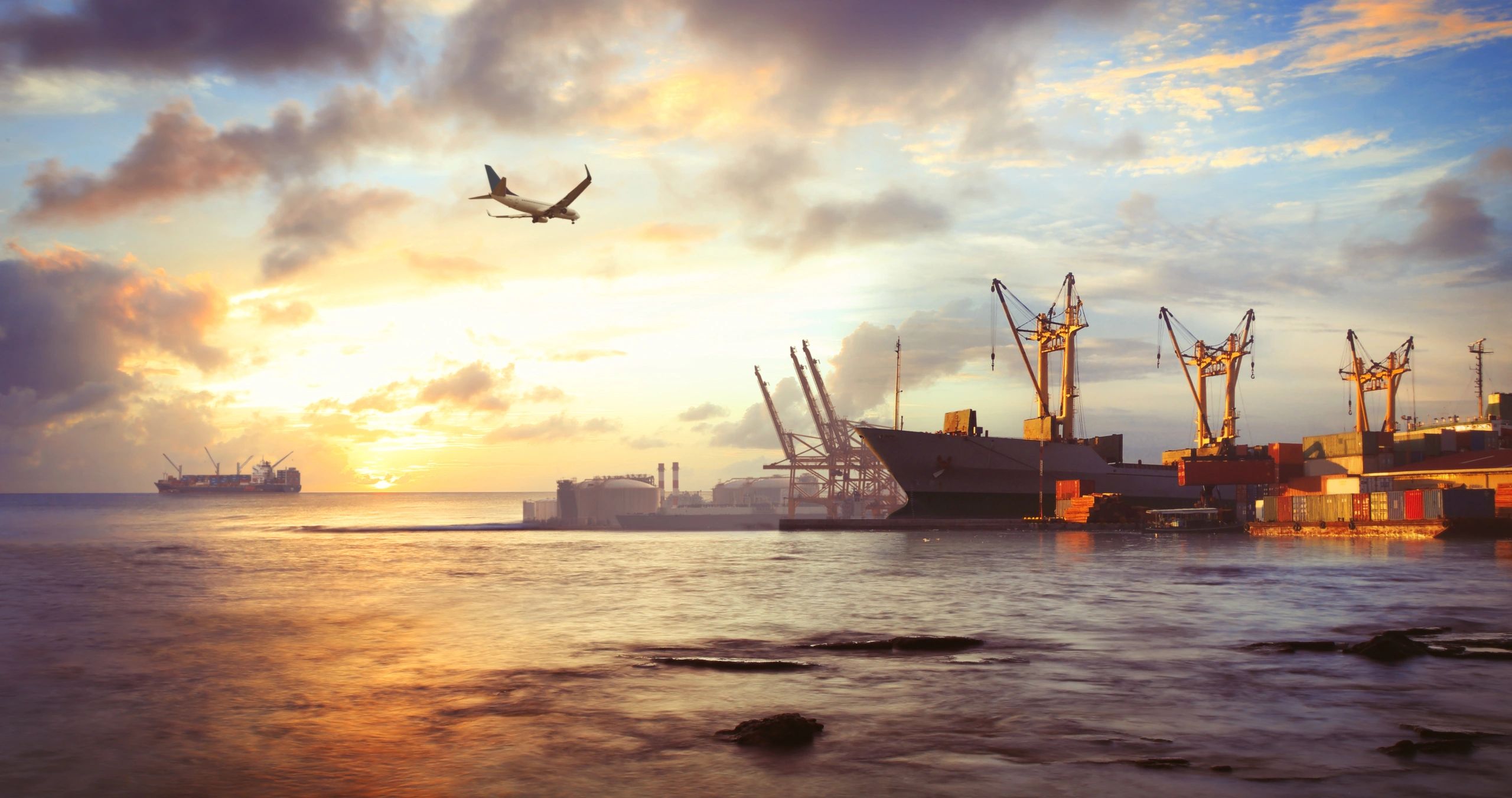 modern cargo logistics shipping freight transport air sea land